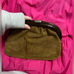 Vintage Brown suede clutch